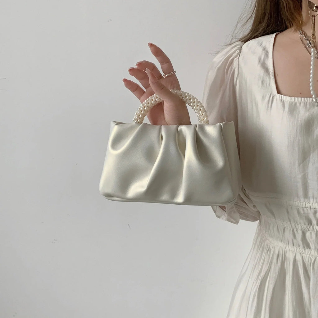 Sac À Main Carré Poignée Perles - Clutch Élégant Femme - FoytiShop