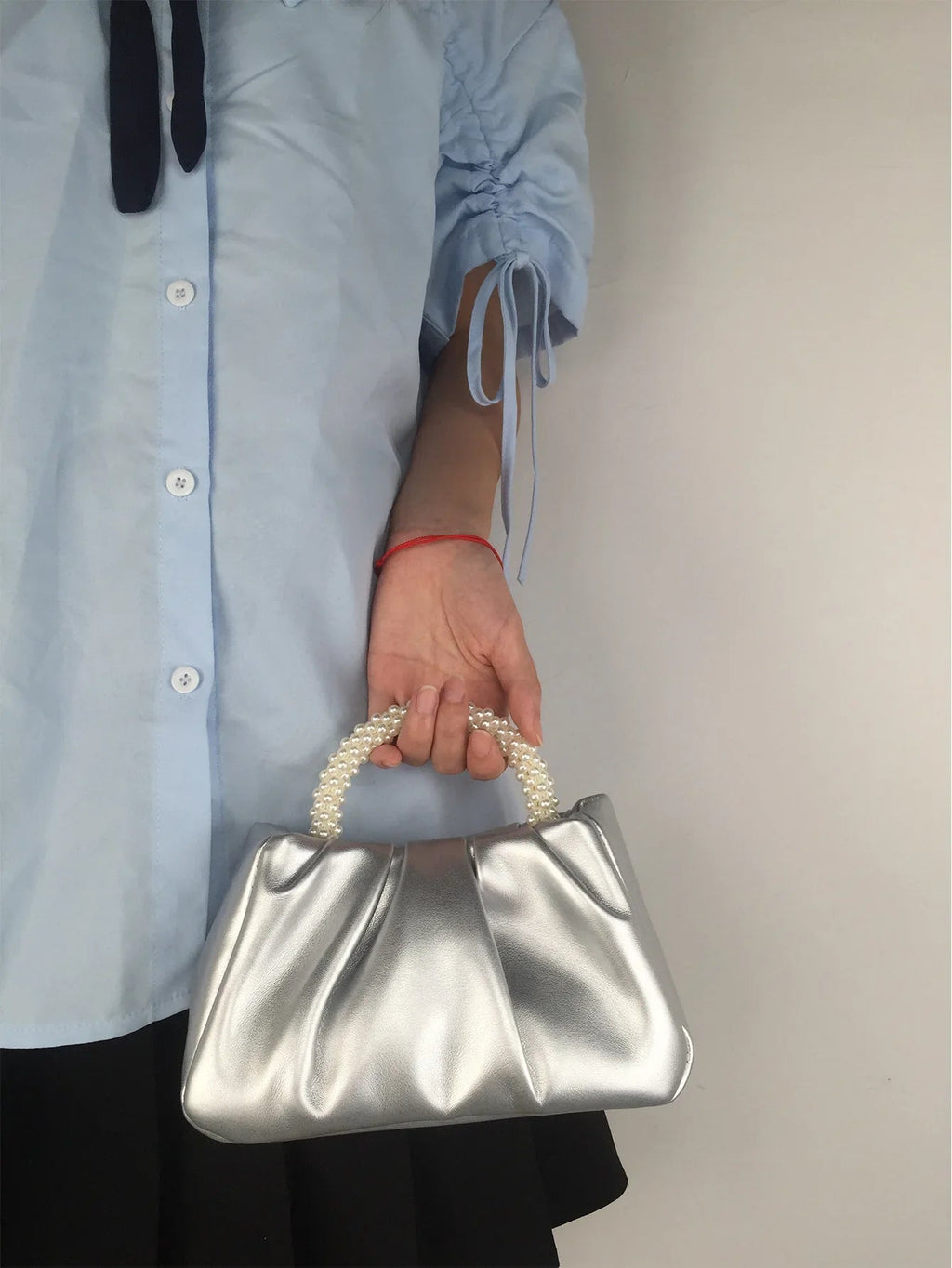 Sac À Main Carré Poignée Perles - Clutch Élégant Femme - FoytiShop