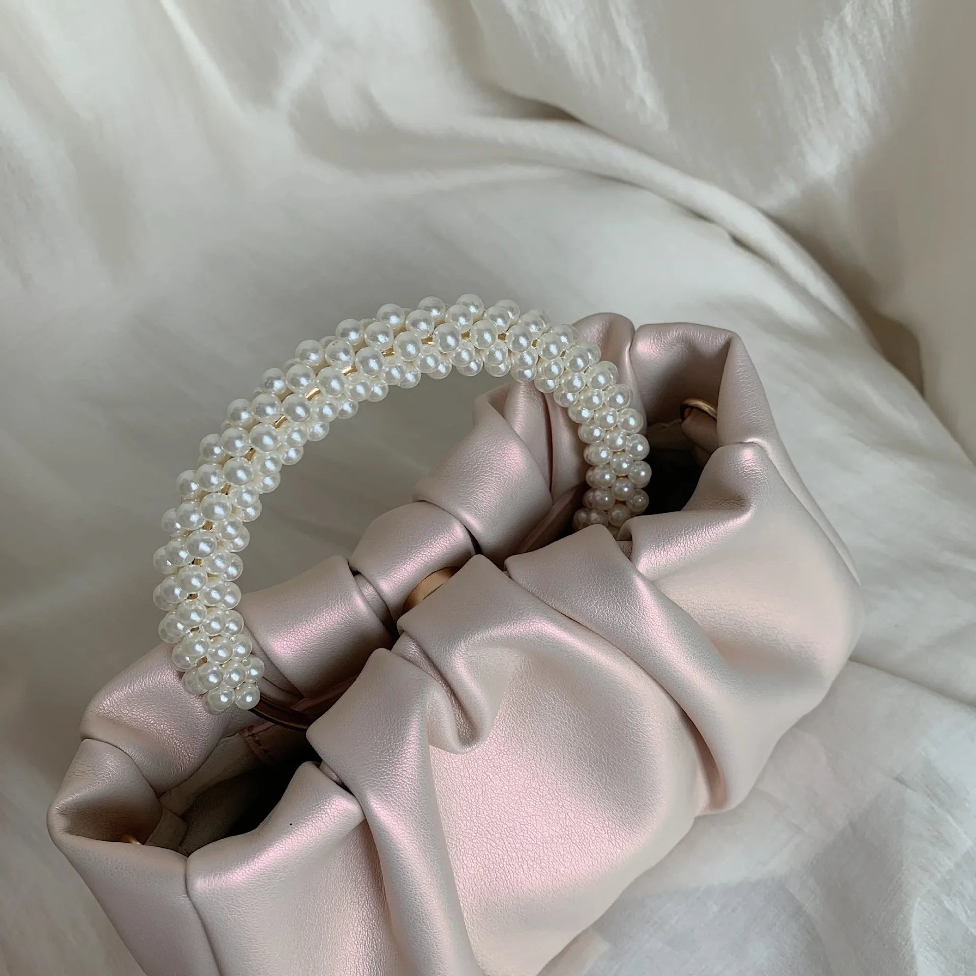 Sac À Main Carré Poignée Perles - Clutch Élégant Femme - FoytiShop