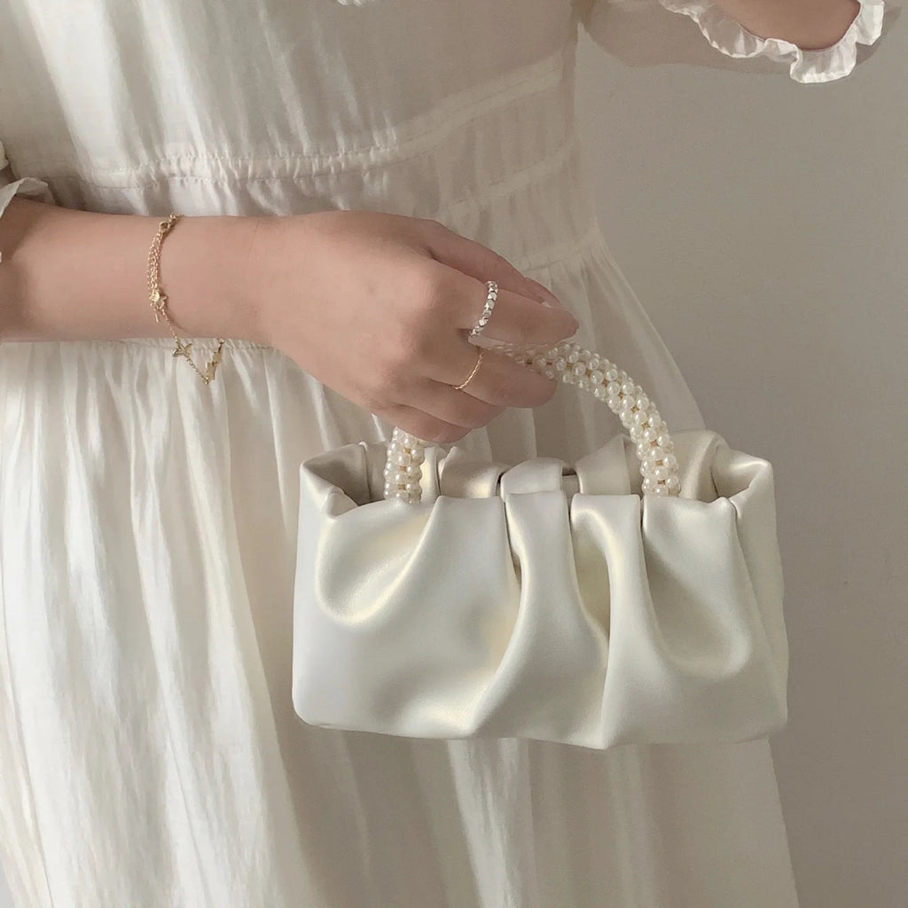 Sac À Main Carré Poignée Perles - Clutch Élégant Femme - FoytiShop