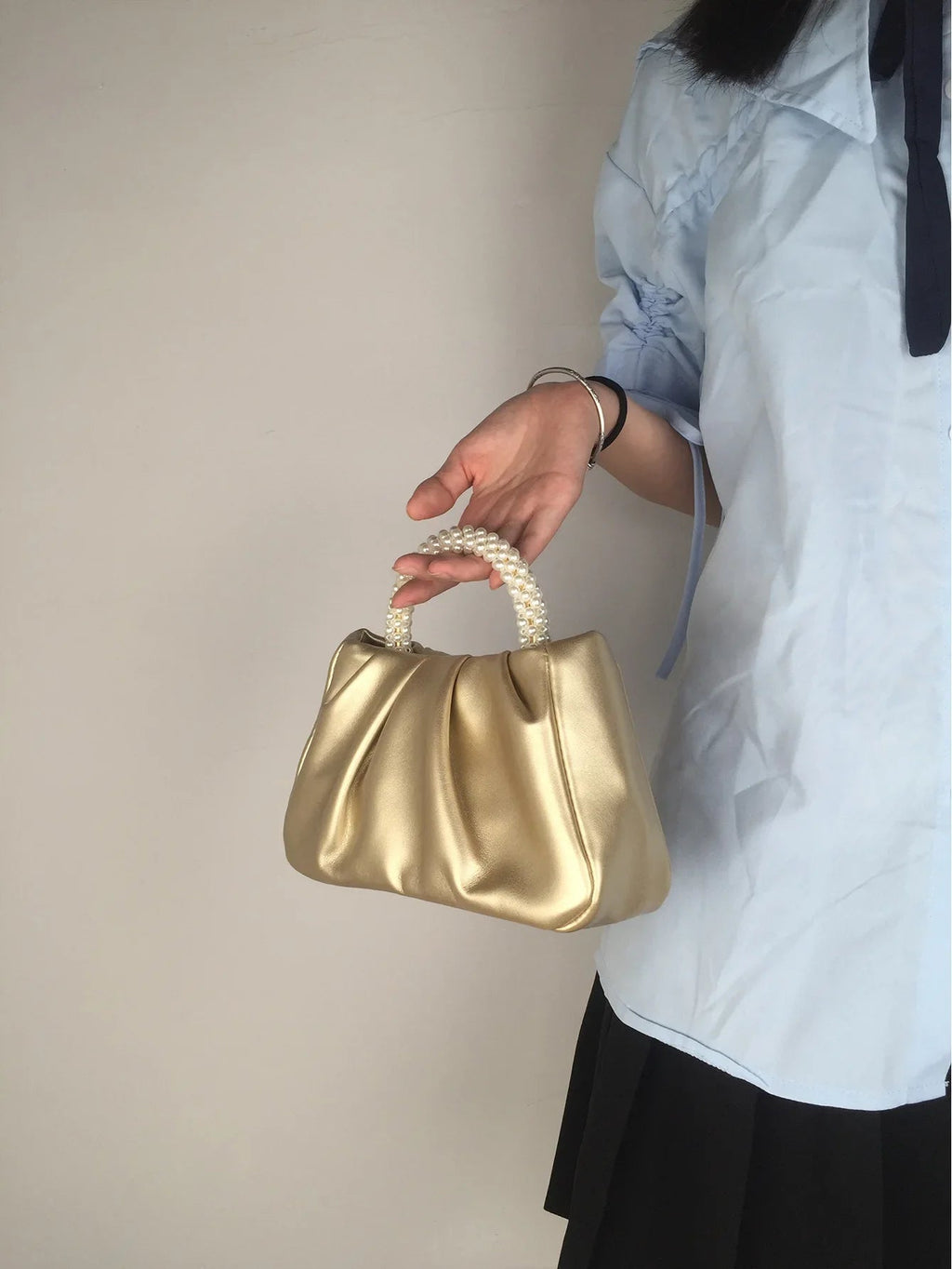 Sac À Main Carré Poignée Perles - Clutch Élégant Femme - FoytiShop