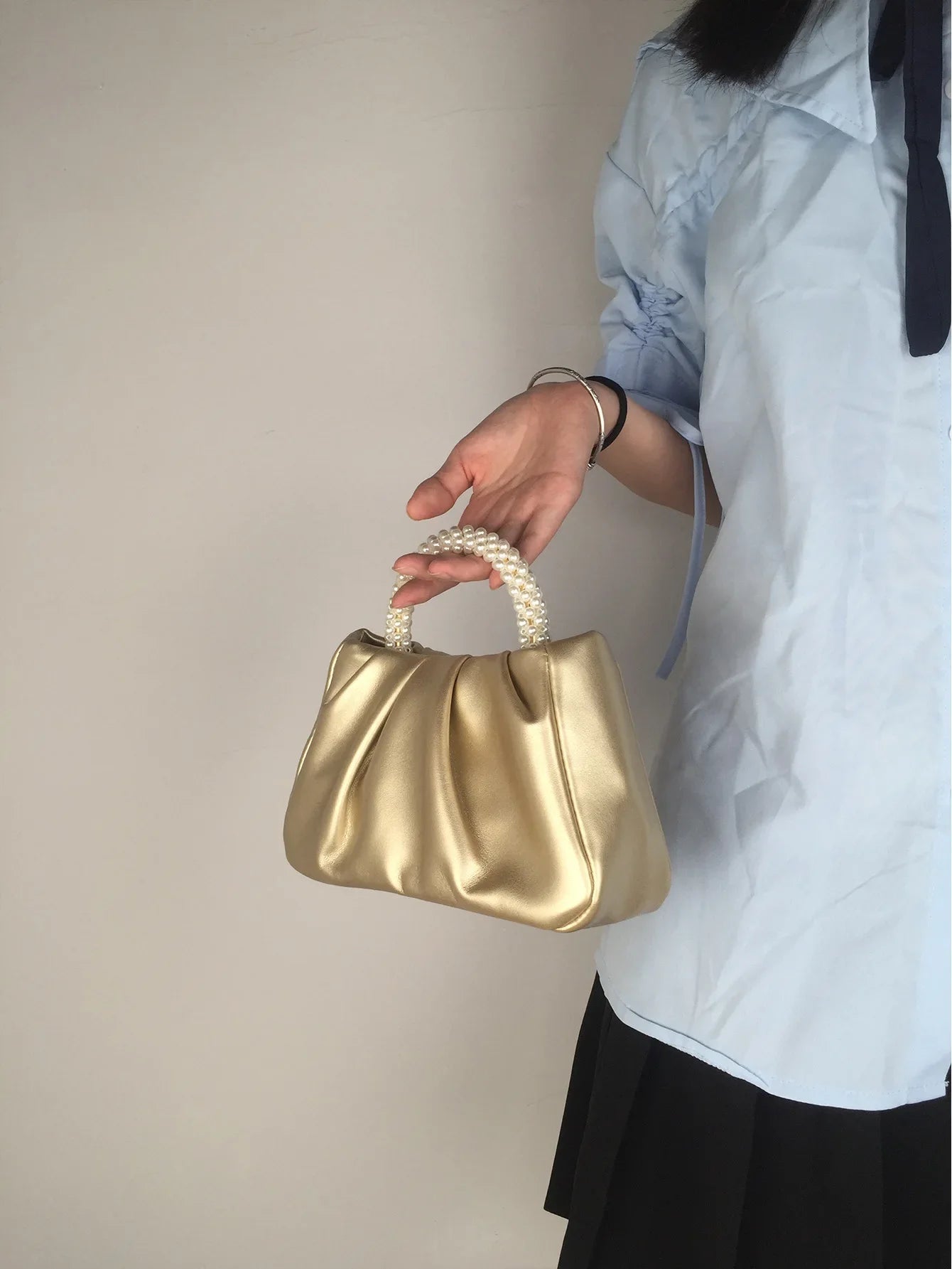 Sac À Main Carré Poignée Perles - Clutch Élégant Femme - FoytiShop