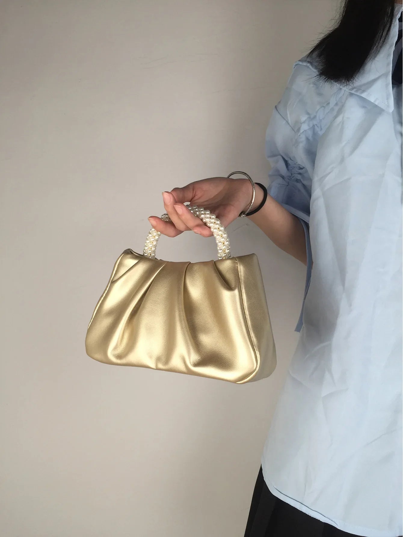 Sac À Main Carré Poignée Perles - Clutch Élégant Femme - FoytiShop