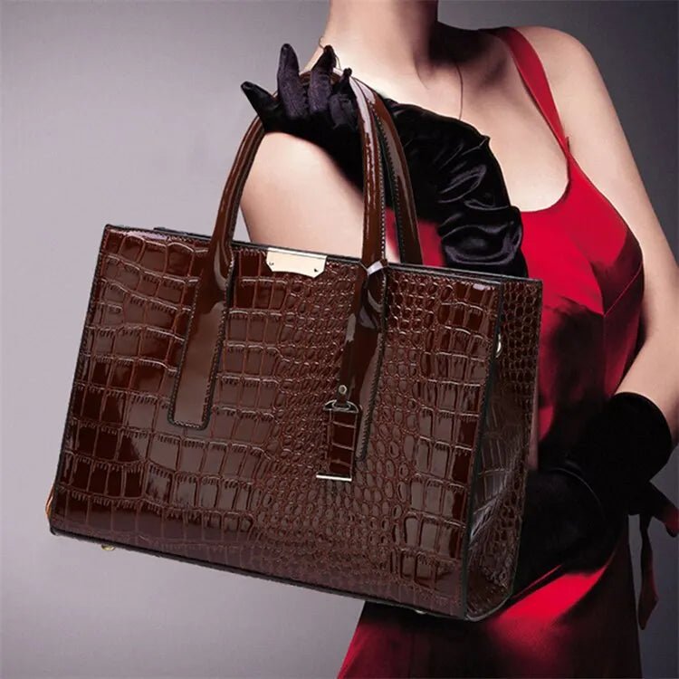 Sac À Main Luxe Motif Crocodile Grande Capacité - Fourre - Tout Cuir Femme - FoytiShop