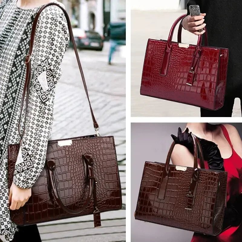 Sac À Main Luxe Motif Crocodile Grande Capacité - Fourre - Tout Cuir Femme - FoytiShop