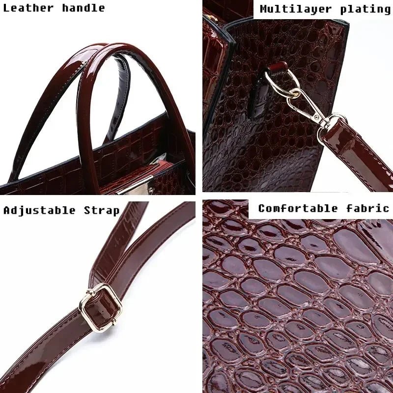 Sac À Main Luxe Motif Crocodile Grande Capacité - Fourre - Tout Cuir Femme - FoytiShop