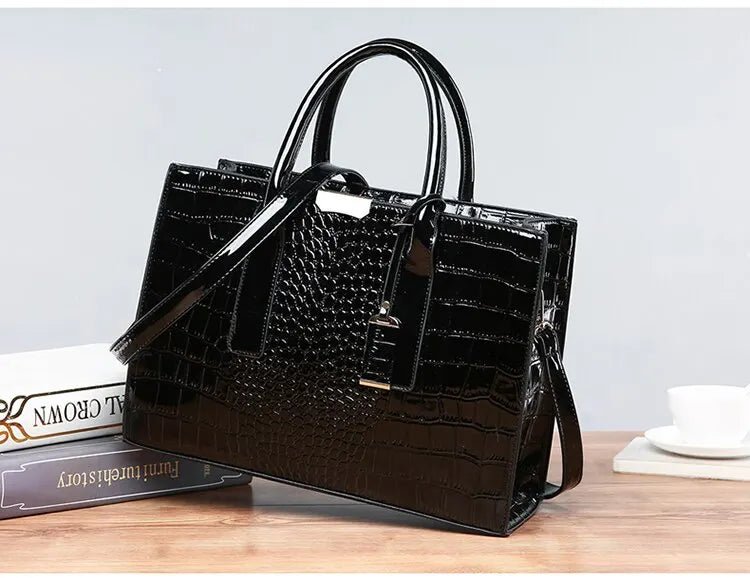 Sac À Main Luxe Motif Crocodile Grande Capacité - Fourre - Tout Cuir Femme - FoytiShop