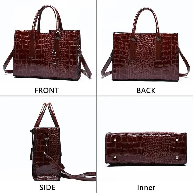 Sac À Main Luxe Motif Crocodile Grande Capacité - Fourre - Tout Cuir Femme - FoytiShop