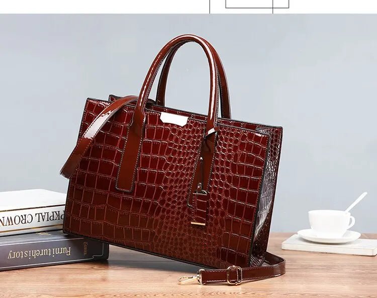 Sac À Main Luxe Motif Crocodile Grande Capacité - Fourre - Tout Cuir Femme - FoytiShop