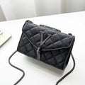 Sac À Main Luxe Noir À Carreaux Pompon - Cuir PU Matelassé Femme - FoytiShop