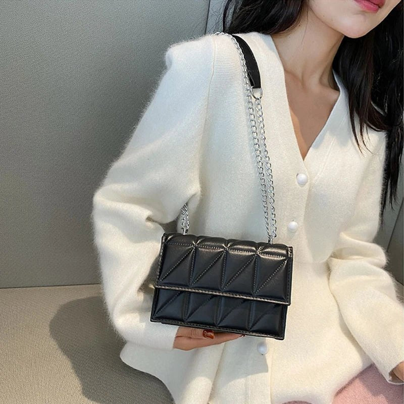 Sac À Main Styliste Cuir PU Poignée Chaîne - Bandoulière Élégante Femme - FoytiShop