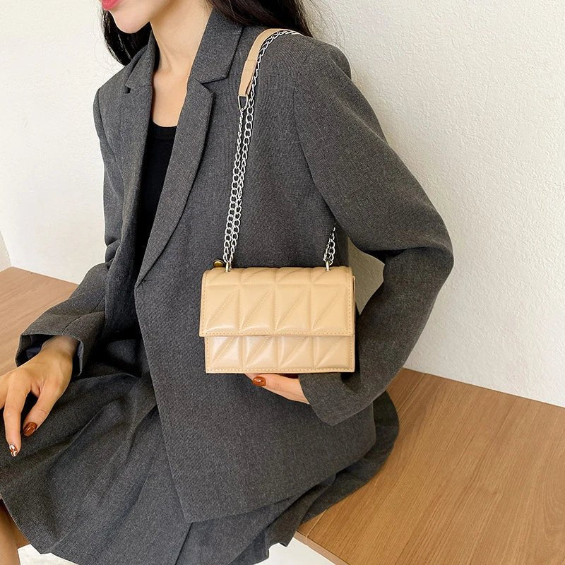 Sac À Main Styliste Cuir PU Poignée Chaîne - Bandoulière Élégante Femme - FoytiShop