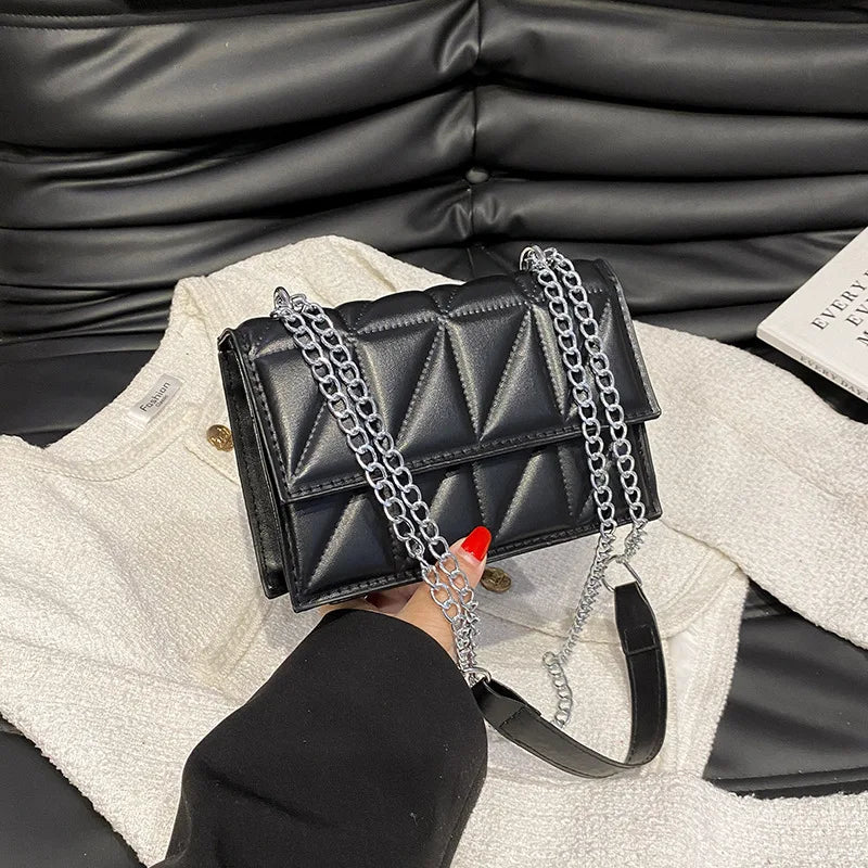 Sac À Main Styliste Cuir PU Poignée Chaîne - Bandoulière Élégante Femme - FoytiShop