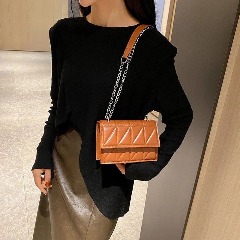 Sac À Main Styliste Cuir PU Poignée Chaîne - Bandoulière Élégante Femme - FoytiShop
