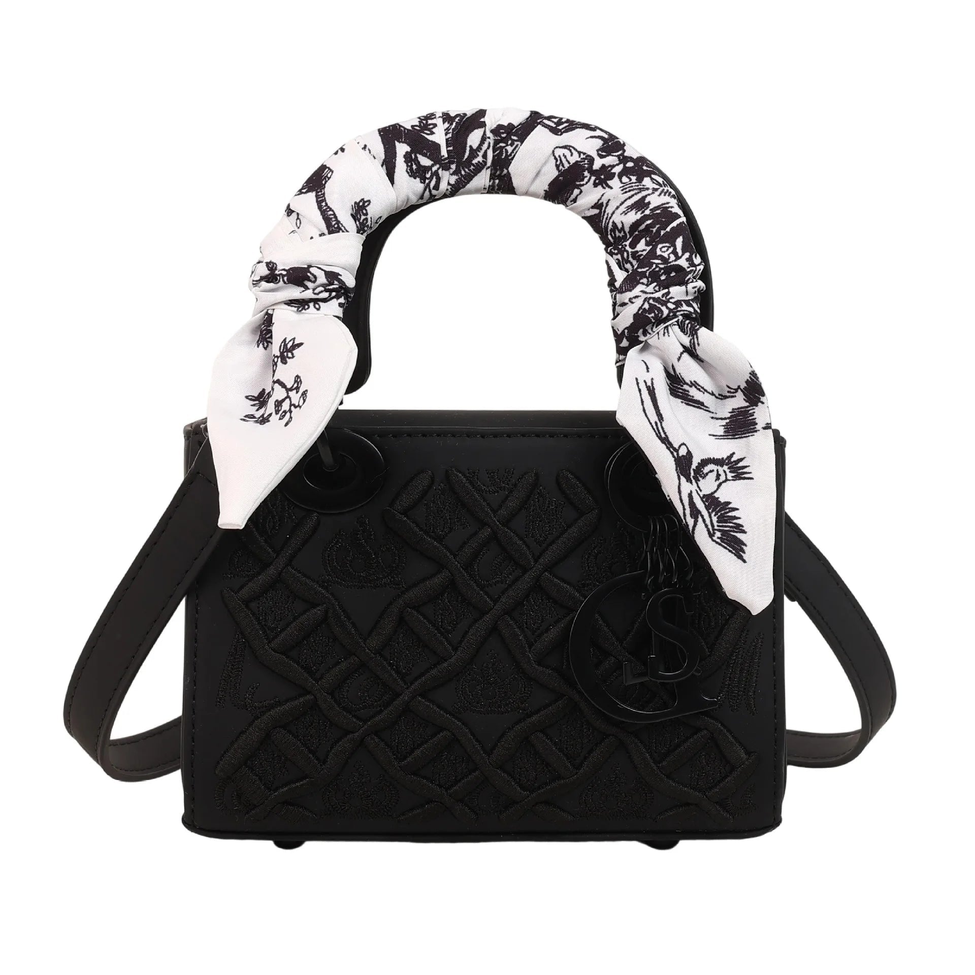 Sac Carré Foulard Soie Brodé - Bandoulière Polyvalent - FoytiShop