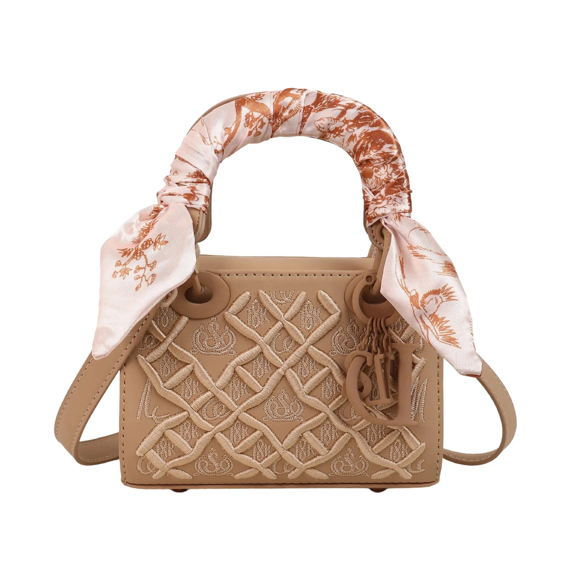 Sac Carré Foulard Soie Brodé - Bandoulière Polyvalent - FoytiShop
