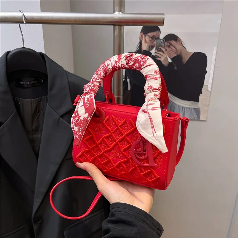 Sac Carré Foulard Soie Brodé - Bandoulière Polyvalent - FoytiShop