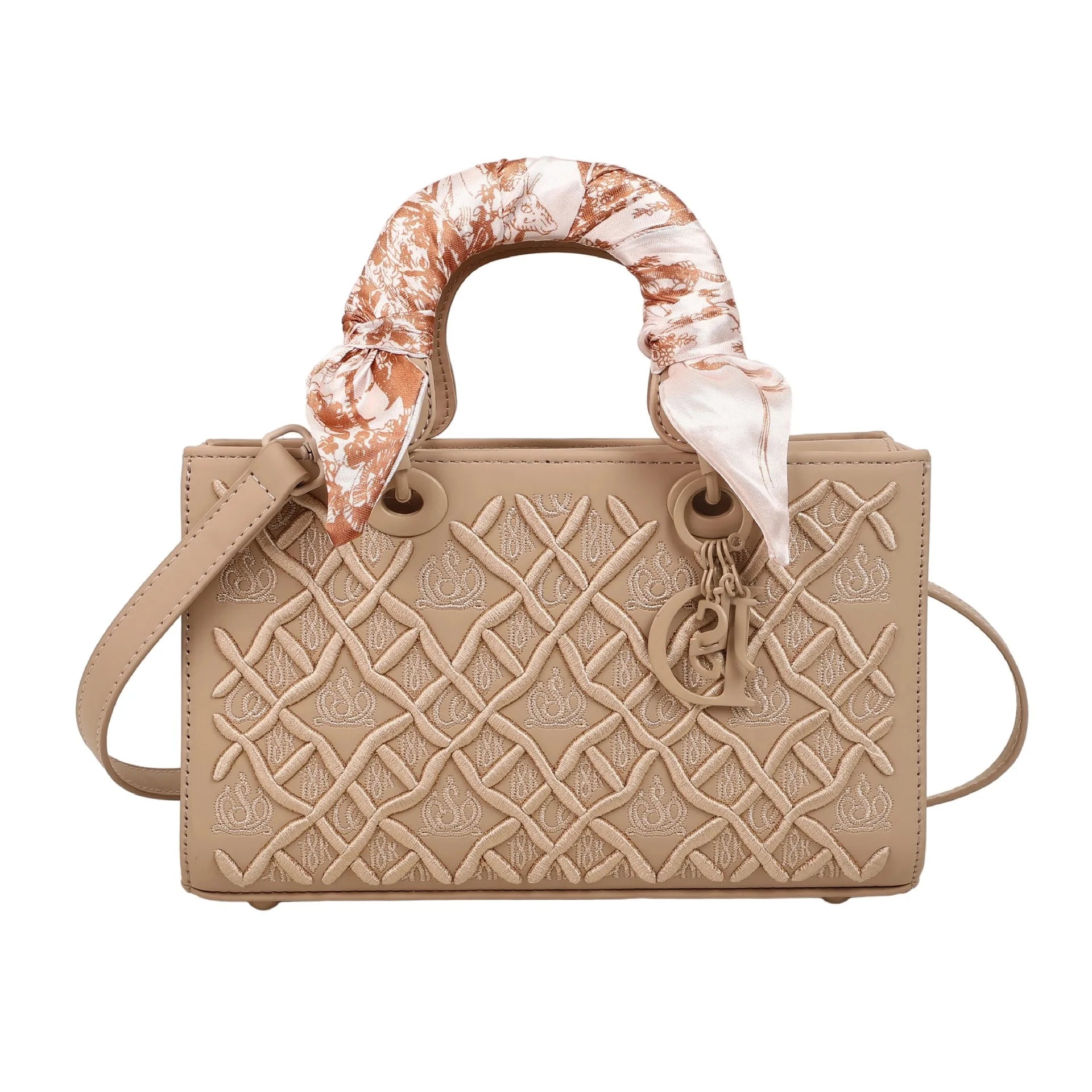 Sac Carré Foulard Soie Brodé - Bandoulière Polyvalent - FoytiShop