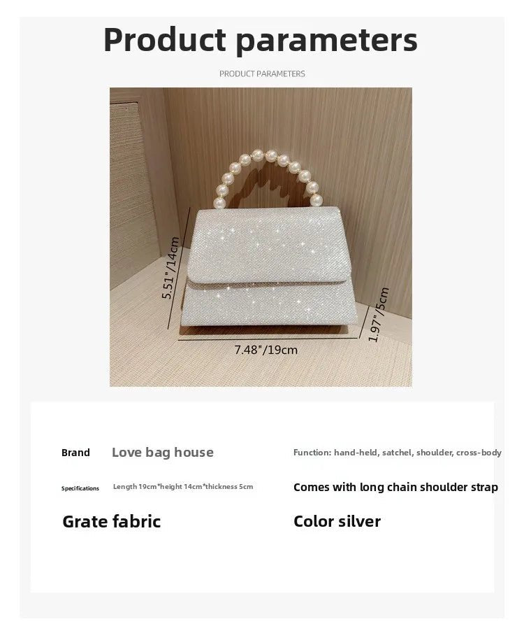 Sac de Soirée Perle Chaîne Dorée - Pochette Soie Élégante Femme - FoytiShop