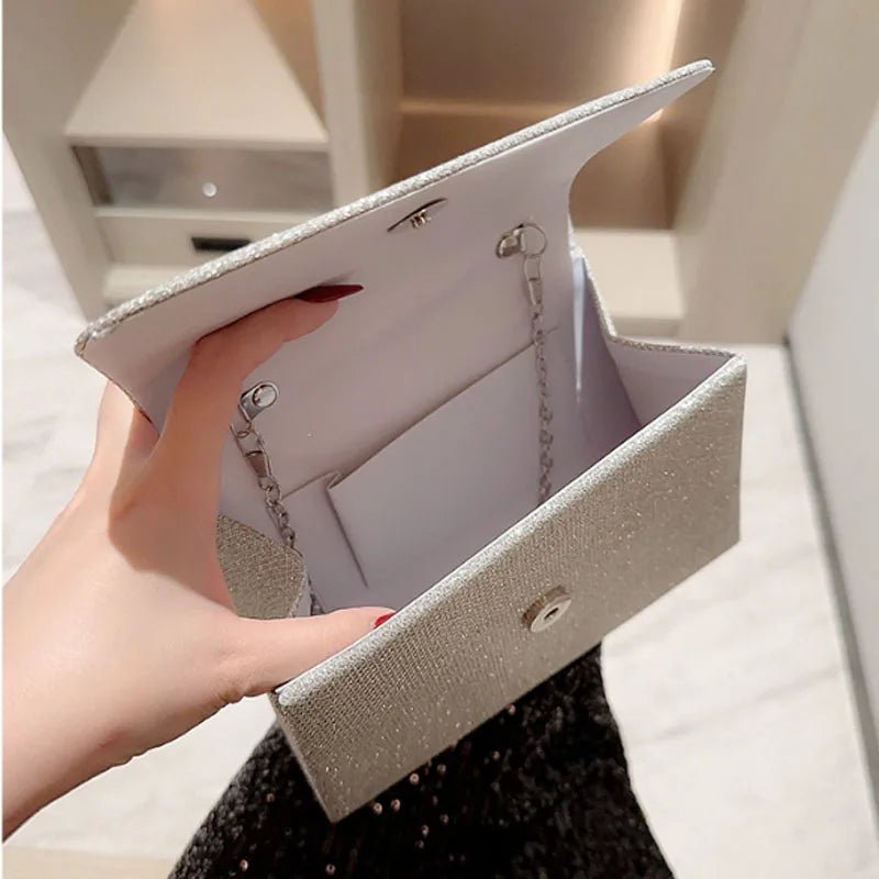 Sac de Soirée Perle Chaîne Dorée - Pochette Soie Élégante Femme - FoytiShop