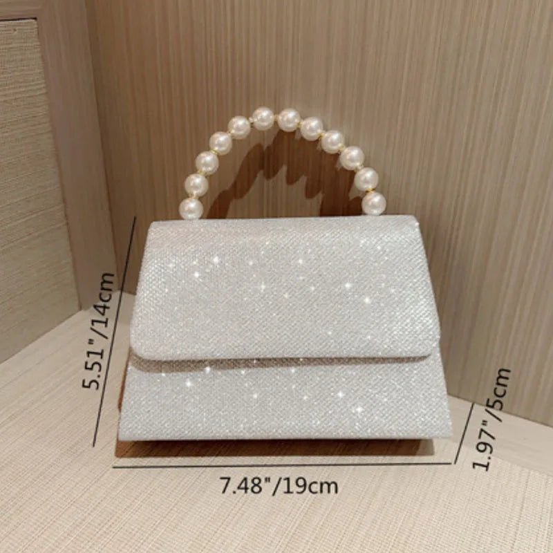 Sac de Soirée Perle Chaîne Dorée - Pochette Soie Élégante Femme - FoytiShop
