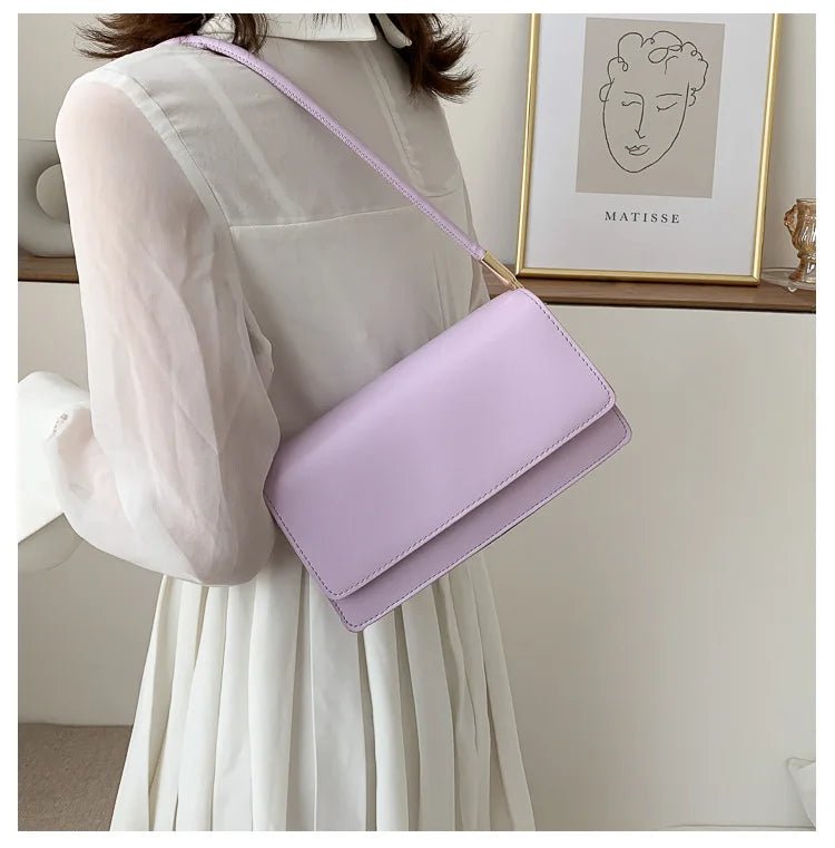 Sac Sous Les Bras Cuir PU Couleur Unie - Petit Carré Décontracté Femme - FoytiShop