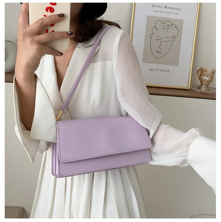 Sac Sous Les Bras Cuir PU Couleur Unie - Petit Carré Décontracté Femme - FoytiShop