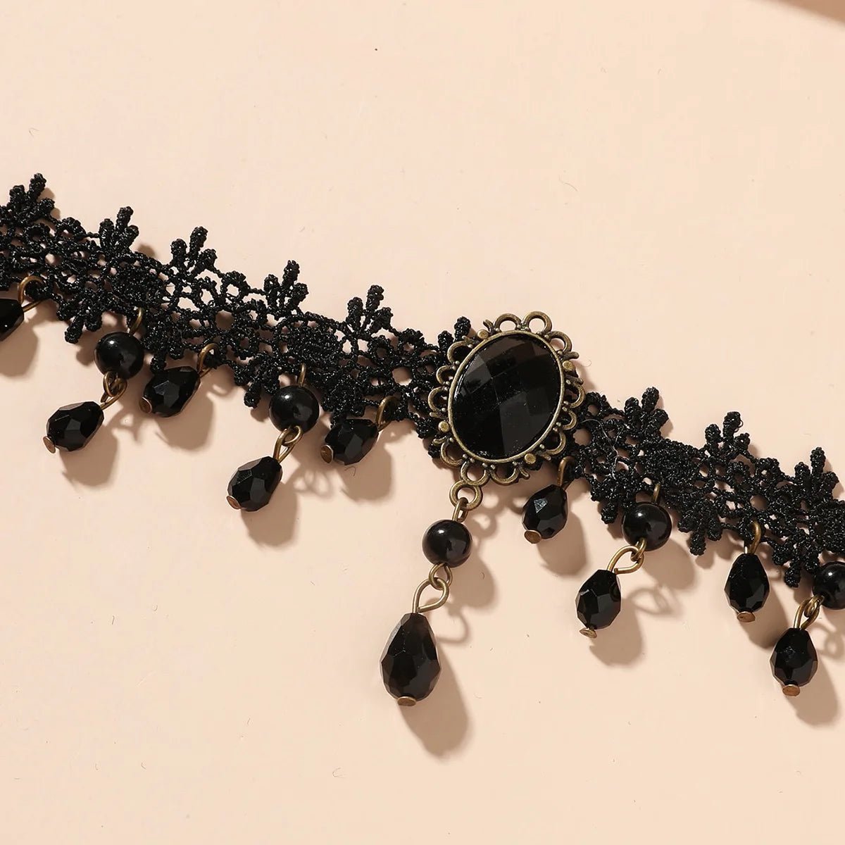 Tour de Cou Dentelle Gothique Vintage - Pendentif Cristal Noir Boho Femme - FoytiShop