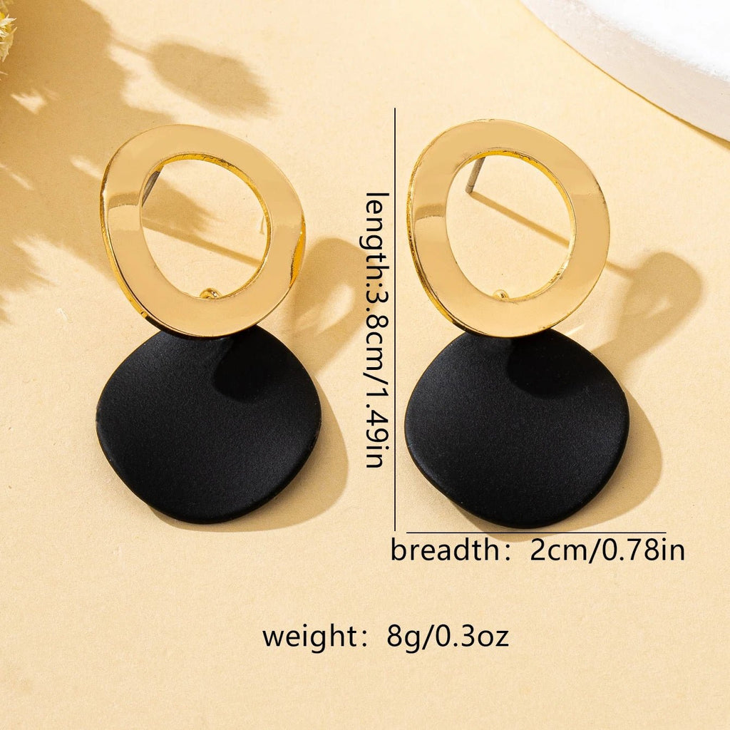 Une paire de boucles d'oreilles pour femmes, motif ondulé, disque rond - FoytiShop