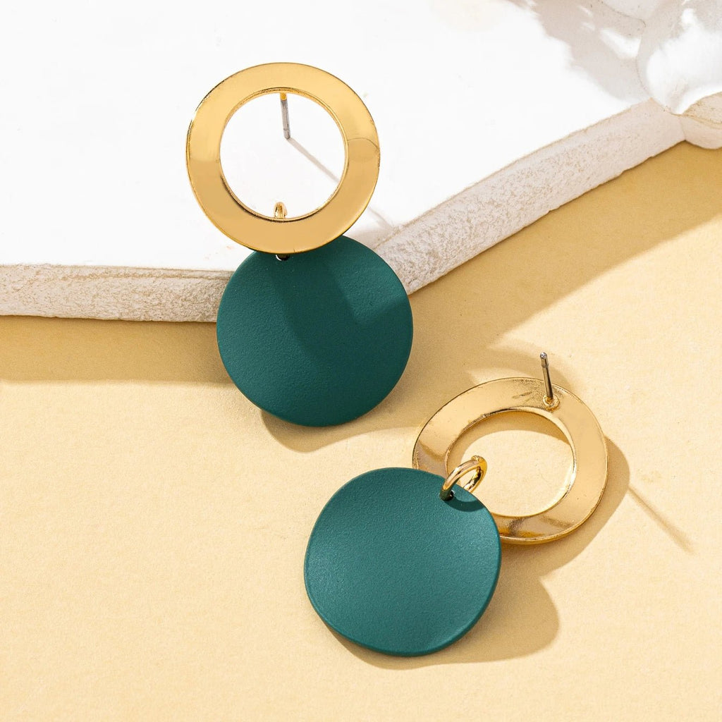 Une paire de boucles d'oreilles pour femmes, motif ondulé, disque rond - FoytiShop
