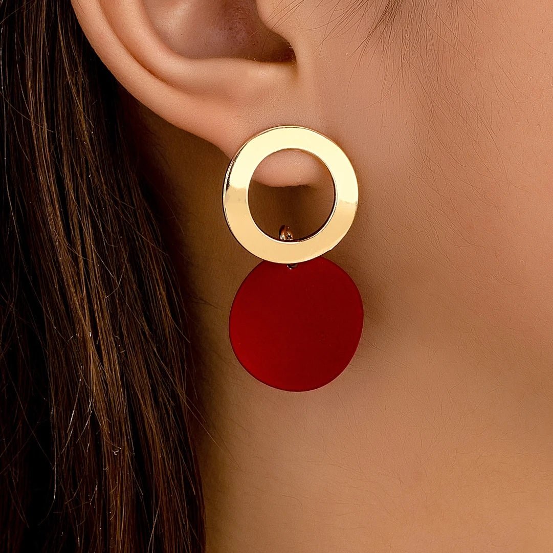 Une paire de boucles d'oreilles pour femmes, motif ondulé, disque rond - FoytiShop