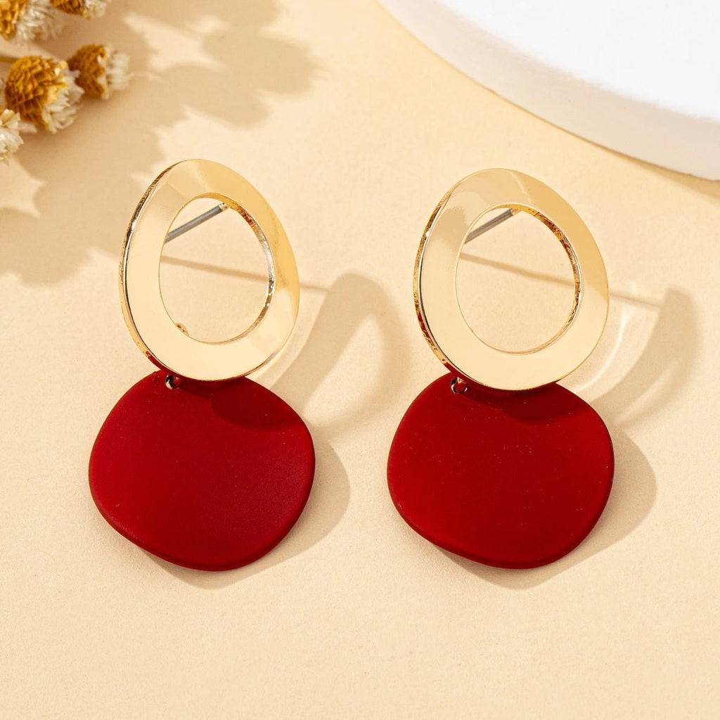 Une paire de boucles d'oreilles pour femmes, motif ondulé, disque rond - FoytiShop