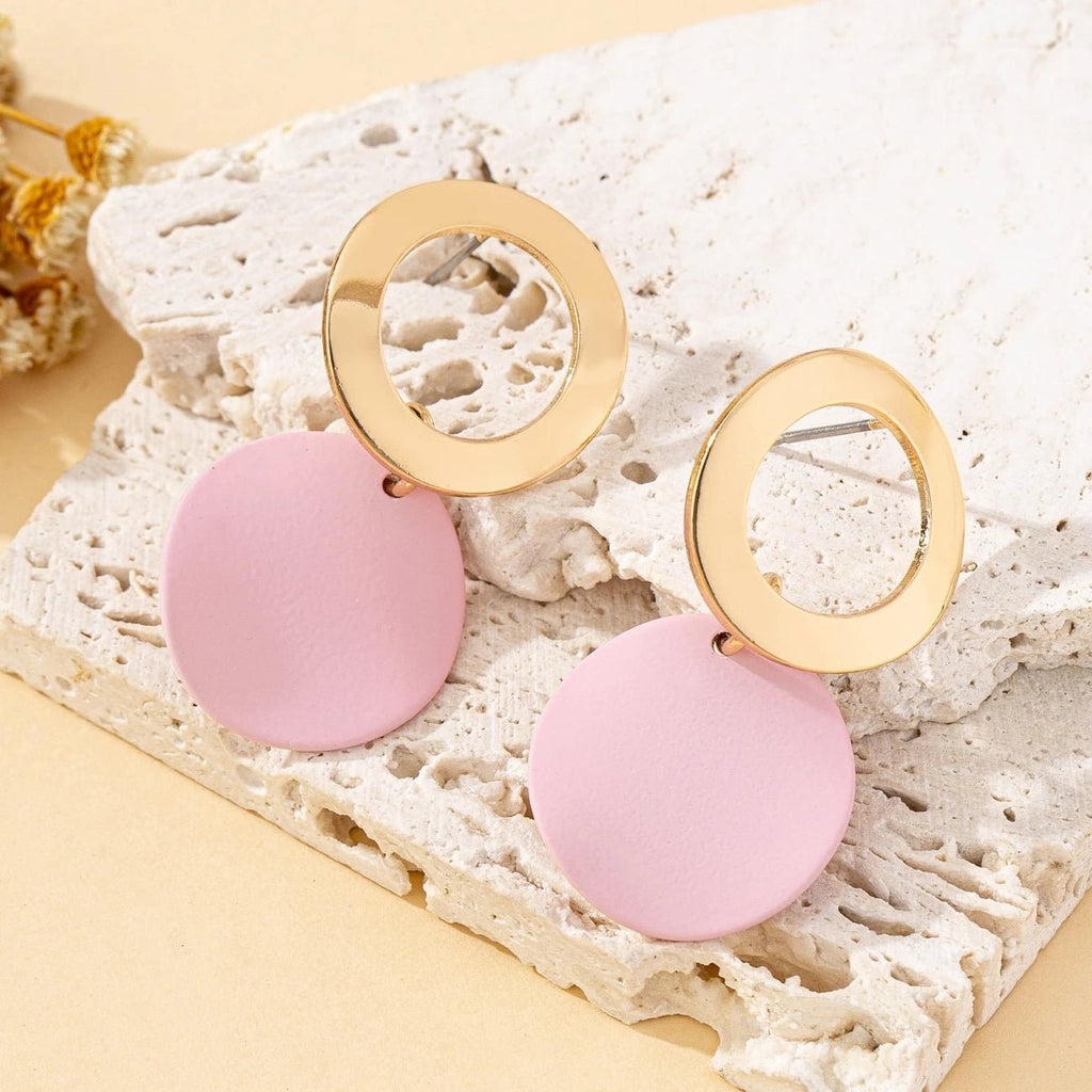 Une paire de boucles d'oreilles pour femmes, motif ondulé, disque rond - FoytiShop
