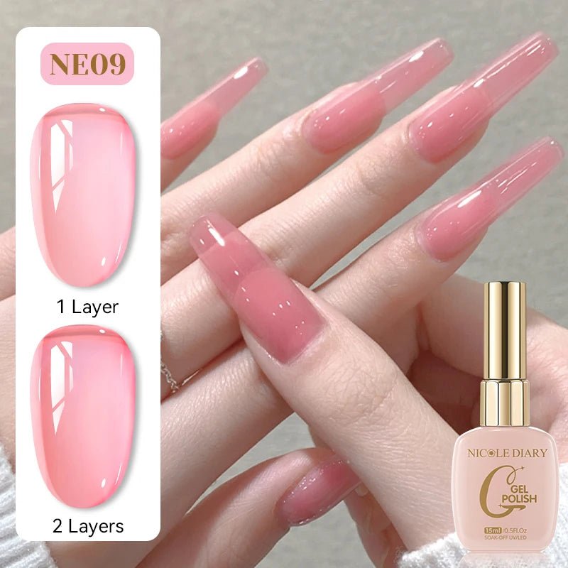 Vernis Gel Rose Gelée 15ml - Effet Translucide - FoytiShop