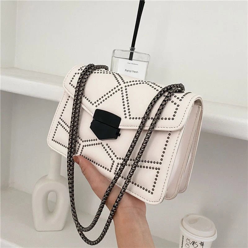Yogodlns Sac Bandoulière Cuir PU Rivet Vintage - Rabat Élégant Femme - FoytiShop