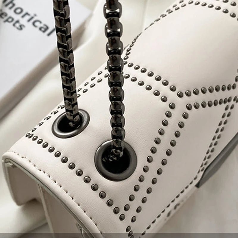 Yogodlns Sac Bandoulière Cuir PU Rivet Vintage - Rabat Élégant Femme - FoytiShop