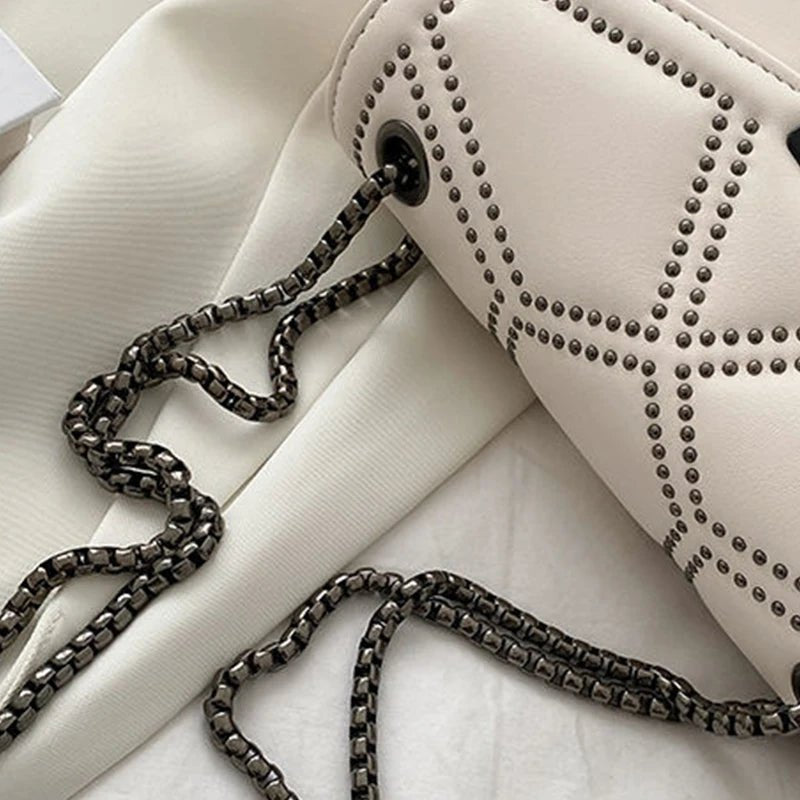 Yogodlns Sac Bandoulière Cuir PU Rivet Vintage - Rabat Élégant Femme - FoytiShop