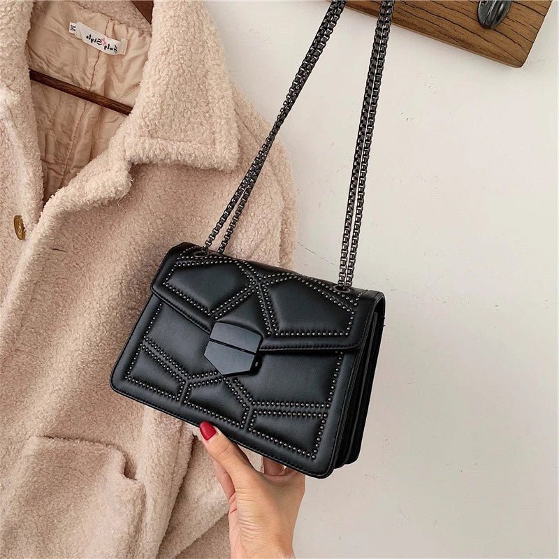 Yogodlns Sac Bandoulière Cuir PU Rivet Vintage - Rabat Élégant Femme - FoytiShop