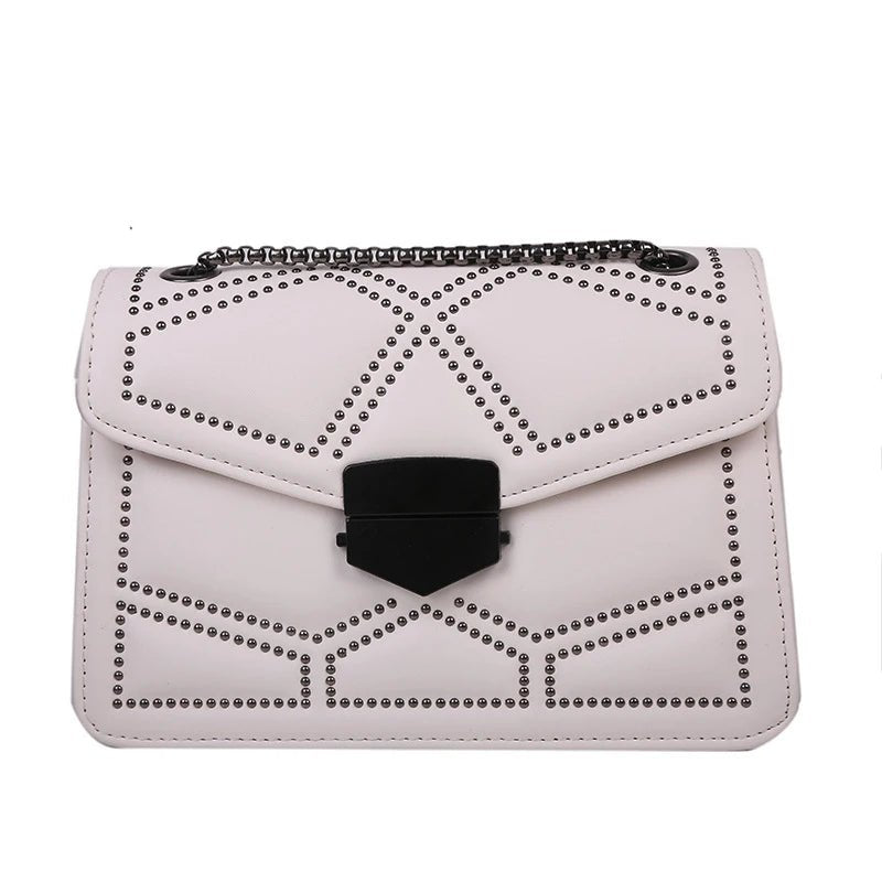Yogodlns Sac Bandoulière Cuir PU Rivet Vintage - Rabat Élégant Femme - FoytiShop