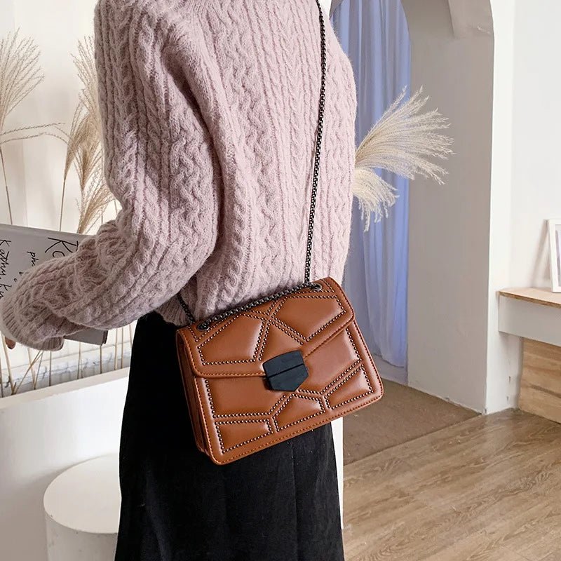 Yogodlns Sac Bandoulière Cuir PU Rivet Vintage - Rabat Élégant Femme - FoytiShop